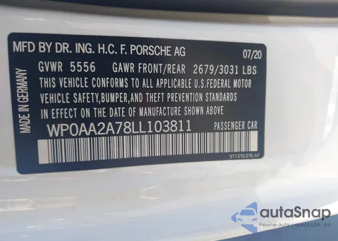 2020 Porsche Panamera 10 Years Edition/4/4 10 Years Edition from USA, damaged, VIN WP0AA2A78LL103811